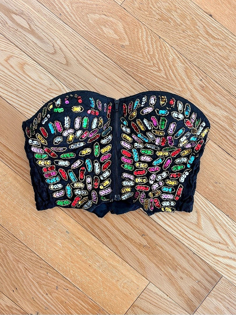 Due Esse Black Lace Multicolor Sequin Bustier Corset Top Size xs-s